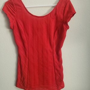 Guess Sheer Ribbed Red Shirt‎ Small